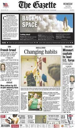 The Gazette 28Cedar Rapids29 front page